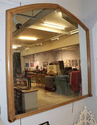 Lot 1243 - Late Victorian pine over mantel mirror with later mirror plate