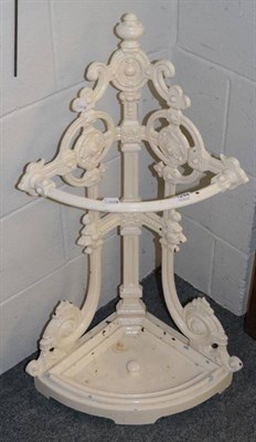 Lot 1244 - A painted cast metal corner stick stand with drip tray