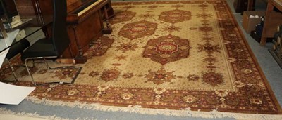Lot 1249 - Machine made carpet of Oriental design, marked to underside Kandahar-L.D.P, probably for Louis...