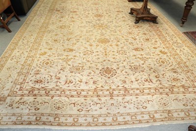 Lot 1261 - Kashan carpet, Central Iran, circa 1940, the cream field of scrolling vines and palmettes...