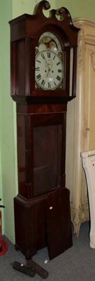 Lot 1283 - An early 19th century eight-day mahogany longcase clock signed Thomas Hill, Rochdale, painted...