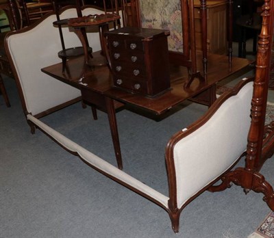 Lot 1284 - A 19th century French oak double bedstead, recovered in cream fabric, 150cm wide