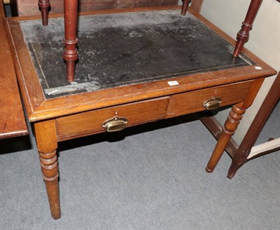 Lot 1288 - Late Victorian oak writing table, fitted two drawers, 106cm by 73cm, 77cm high