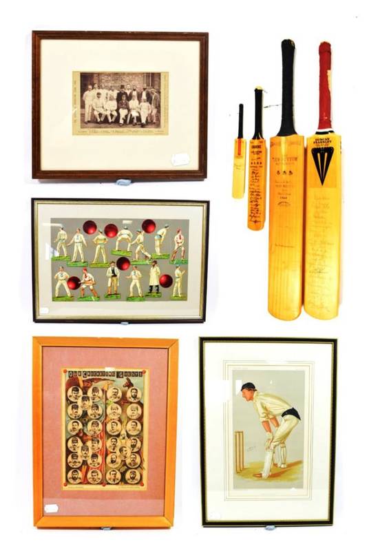 Lot 2 - Cricket Related Items including Oxford Cricket Vanity Fair print (1889) framed, Our Cricketing...