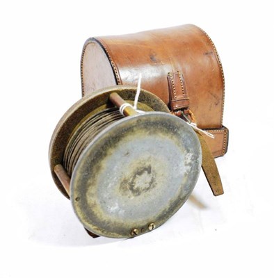 Lot 20 - A C. Farlow & Co. Ltd., 4 1/2 in., brass and alloy, platewind salmon fly reel, ebonite handle,...