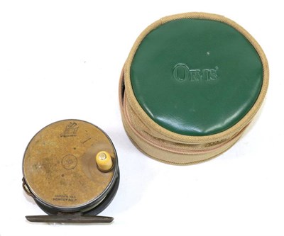 Lot 32 - A Hardy, ''The Perfect'', 3 1/4 in. brass-faced, alloy, wide drum trout fly reel, ivorine...