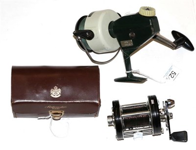 Lot 52 - An ABU Ambassadeur 6000C multiplier reel, with oil bottle and tools, original leather case; and...