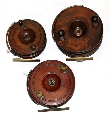 Lot 61 - An S. Allcock & Co. Ltd., 6 in., wood and brass, starback salmon fly reel, twin horn handles,...