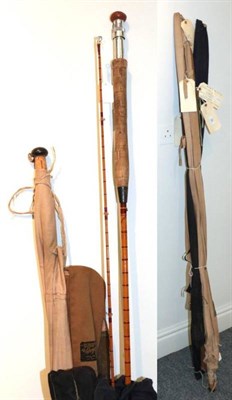 Lot 80 - Seven cane fishing rods, comprising R. Stockdale, ''The Orm'', three-piece with spare top,...