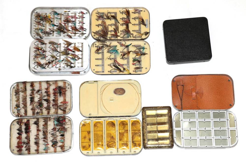 Lot 81 - Seven various metal fly boxes, including examples by Hardy Bros., Alex Martin, Wheatley, W....