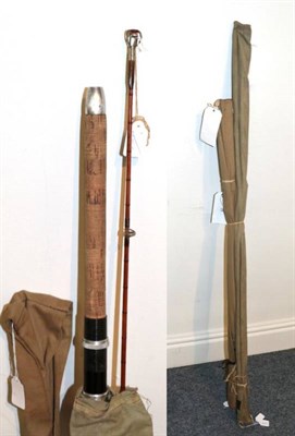 Lot 87 - Three cane fishing rods, comprising: J.S. Sharpe, The Scotia, two-piece, spliced spinning rod,...