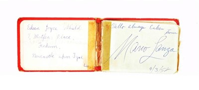 Lot 95 - Autograph Book including Mario Lanza (dated 9/3/58), Marty Wilde, Anne Heywood, Tom Naisby...