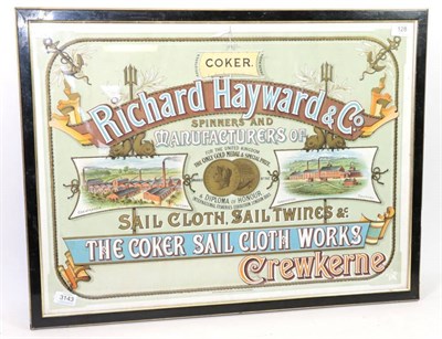 Lot 128 - Richard Hayward Advertising Poster 'The Coker Sail Cloth Works' depicting Crewkerne and...