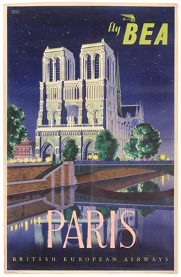 Lot 136 - BEA (British European Airways) Adverting Poster 'Paris' By Daphne Padden, depicting Notre Dame...