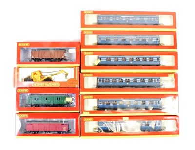 Lot 213 - Hornby (China) OO Gauge Coaches six LMS Coronation Scot coaches, blue; together four wagons...