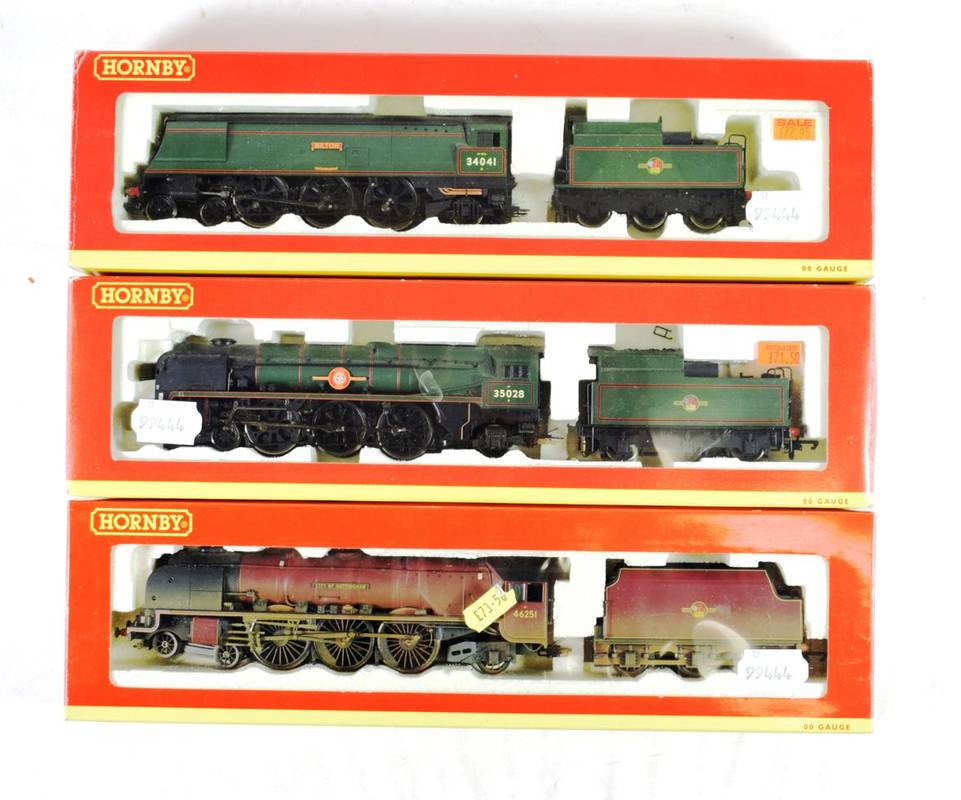 Lot 219 - Hornby (China) OO Gauge Three Locomotives (i) 2218 Wilton BR 34041 (ii) R2169 Clan Line BR...