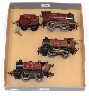 Lot 286 - Hornby O Gauge Three C/w LMS Locomotives 0-4-0 5600 and two 0-4-0T 2270 (all F-G) (3)