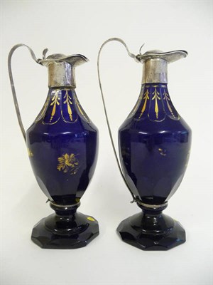 Lot 21 - A Matched Pair of "Bristol" Blue Glass Condiment Bottles, London 1781 and London 1793, each of...