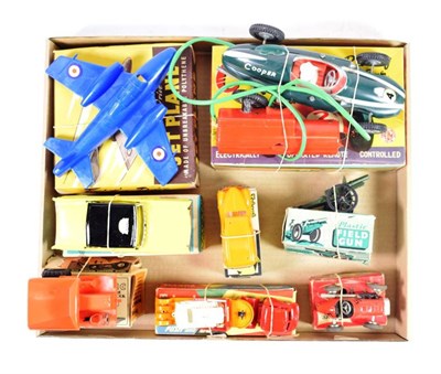 Lot 320 - Various Tin And Plastic Toys Empire Made remote control Cooper racing car (E-G, steering wheel...