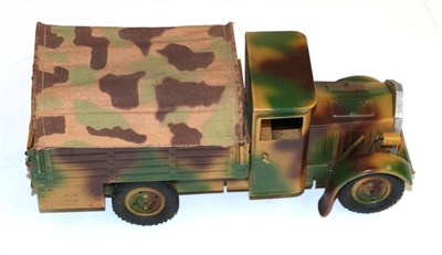 Lot 323 - Hausser 4-Wheel Military Transport Wagon camouflage livery with cloth canopy and fitted for...