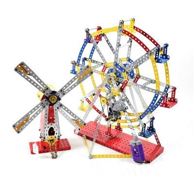 Lot 332 - Erector Motorized Ferris Wheel Constructed Model (boxed) a smaller Windmill model; Meccano Site...