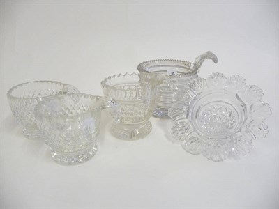 Lot 24 - An Anglo-Irish Cut Glass Piggin, late 18th century, with fan cut handle, dentil rim and...
