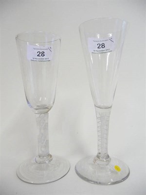 Lot 28 - A Trumpet Ale Glass, circa 1765, on a double series opaque twist stem comprising a pair of...