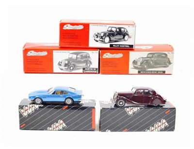 Lot 382 - Somerville Models Austin 10 Cambridge, Mercedes Benz 260D and Riley Kestrel; together with...