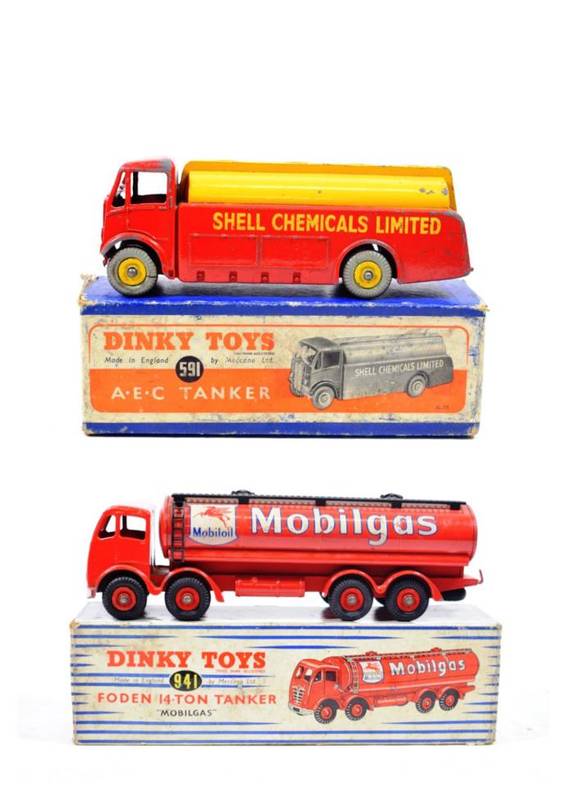 Lot 428 - Dinky Commercials 941 Foden Mobilgas tanker (G box G-F) 591 Shell Chemicals Limited tanker (F...
