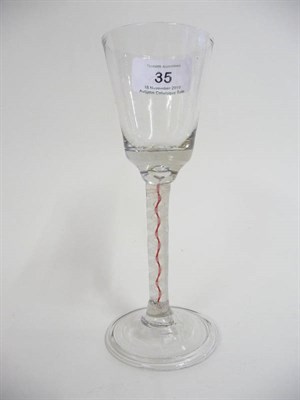 Lot 35 - A Continental Wine Glass, the conical bowl on a coloured double series stem incorporating a...