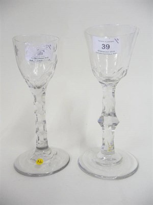 Lot 39 - A Wine Glass, circa 1775, the ovoid bowl engraved with a bee and flower, upon an hexagon...