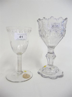 Lot 41 - A Wine Glass, circa 1760, the round funnel bowl with basal fluting, oxo engraved rim, on an incised