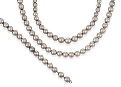 Lot 2034 - A Silver Bead Necklace and Matching Bracelet, by Tiffany & Co., composed of 9.8mm diameter...