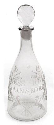 Lot 47 - A Glass Mallet Decanter and Stopper, mid 18th century, engraved SUCCESS TO LORD GAINSBORO...