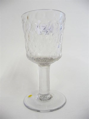 Lot 49 - A Wine Goblet, circa 1750, the honeycomb moulded bucket bowl on a plain stem, 15.1cm high