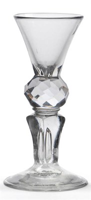 Lot 52 - A Silesian Stemmed Wine Glass, circa 1715-20, the conical bowl on a large diamond cut thistle knop