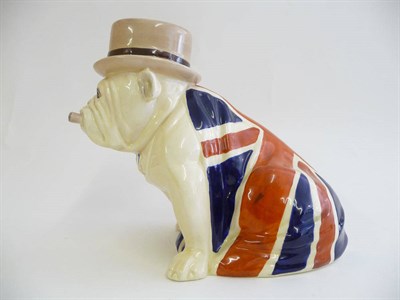 Lot 55 - A Royal Doulton Figure of a Bulldog as Winston Churchill, 1940s, with brown bowler hat and...