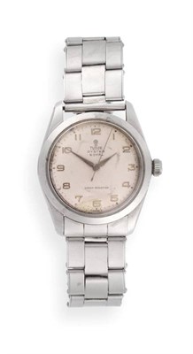 Lot 2168 - A Stainless Steel Centre Seconds Wristwatch, signed Tudor, Oyster, Shock-Resisting, model:...
