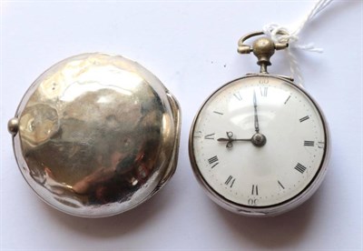 Lot 2174 - A Silver Pair Cased Verge Pocket Watch with an Unusual Glass Inset Balance Cock, signed Robin...