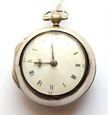 Lot 2174 - A Silver Pair Cased Verge Pocket Watch with an Unusual Glass Inset Balance Cock, signed Robin...