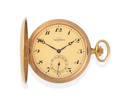 Lot 2181 - An 18ct Gold Full Hunter Keyless Pocket Watch, signed Tavannes, circa 1925, lever movement...