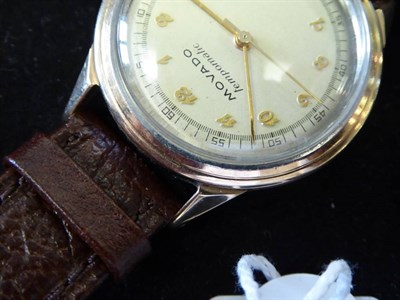 Lot 2182 - A Gold Plated and Steel Centre Seconds Wristwatch, signed Movado, model: Tempomatic, circa...
