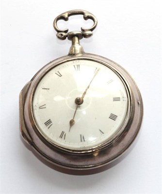 Lot 2196 - A Silver Pair Cased Verge Pocket Watch, signed Jas Toping, Liverpool, 1789, gilt fusee movement...
