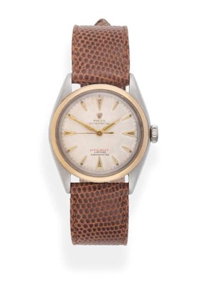 Lot 2199 - A Rare Steel and Gold Automatic Centre Seconds Wristwatch with Dial marked ''Officially in...