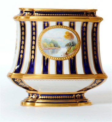 Lot 63 - A Royal Crown Derby Porcelain Vase, 1911, of swept rounded rectangular form, painted with a...