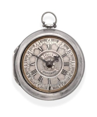 Lot 2202 - A Silver Pair Cased Verge Champleve Dial Pocket Watch, signed Ewd Bayley, London, circa 1740,...