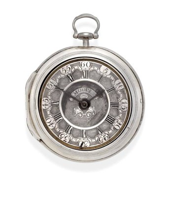 Lot 2204 - A Silver Pair Cased Verge Champleve Dial Pocket Watch, signed Peter Moore, London, 1756, gilt fusee