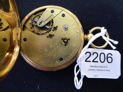 Lot 2206 - An 18ct Gold Chronograph Pocket Watch, signed J Hargreaves & Co, Liverpool, 1886, lever...