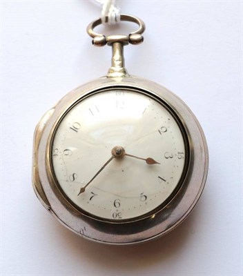 Lot 2208 - A Silver Pair Cased Verge Pocket Watch, signed Wm Spaldin, Liverpool, 1778, gilt fusee movement...