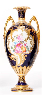 Lot 64 - A Royal Crown Derby Porcelain Ovoid Vase, 1904, with loop handles, painted by Albert Gregory with a